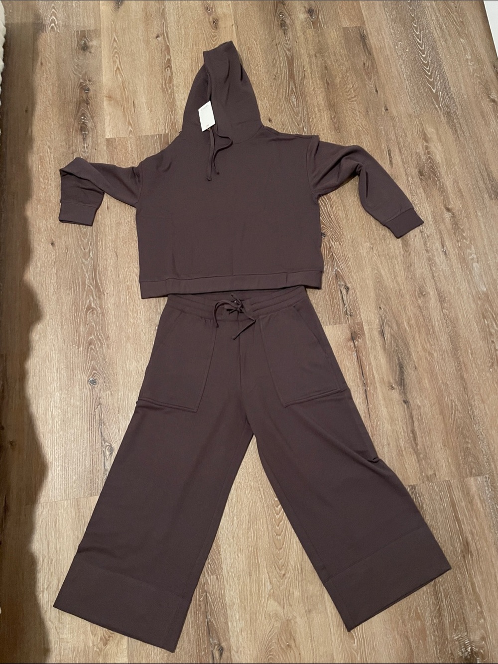 Quince Lounge Pants and Hoodie Set - Dark Brown medium top and bottom